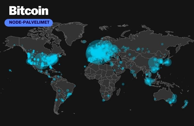 bitcoin node eli solmut kartalla